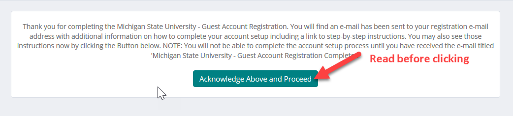 Screenshot of Guest Account Acknowledgement Statement